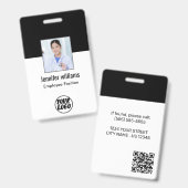Mitarbeiter-Foto | QR-Code ‏ Geschäftslogo Schwarz Ausweis (Vorder- & Rückseite)