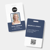 Mitarbeiter Foto QR Code Navy Company Security ID Ausweis (Vorder- & Rückseite)