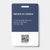 Mitarbeiter Foto QR Code Navy Company Security ID Ausweis (Rückseite)
