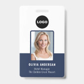 Mitarbeiter Foto QR Code Navy Company Security ID Ausweis (Vorderseite)