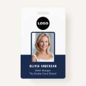 Mitarbeiter Foto QR Code Navy Company Security ID Ausweis (Vorderseite)