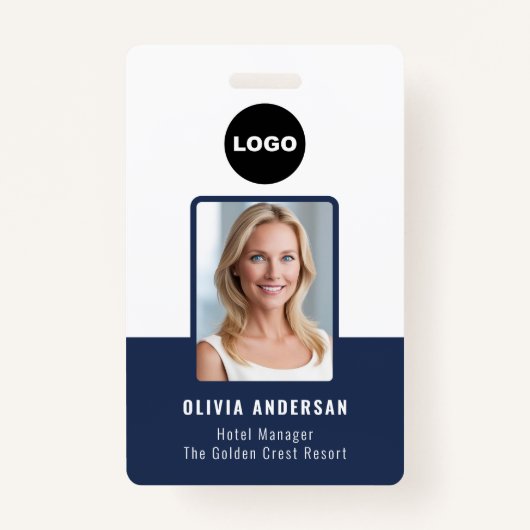 Mitarbeiter Foto QR Code Navy Company Security ID Ausweis (Vorderseite)