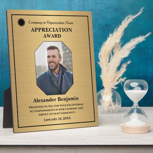 Mitarbeiter-Foto-Wertschätzung Gold Award Custom Fotoplatte (Seite)