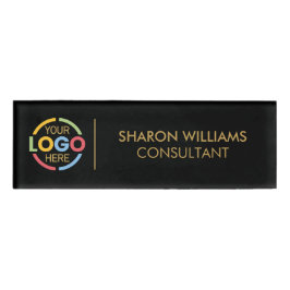 Mitarbeiter für Schwarze und Gold-Firmenlogo Namenschild