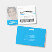 Mitarbeiter große Foto-ID und Barcode blau Ausweis (Vorder- & Rückseite)