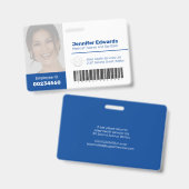 Mitarbeiter große Foto-ID und Strichcode dunkelbla Ausweis (Front & Back)
