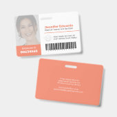 Mitarbeiter große Foto-ID und Strichcode-Orange Ausweis (Vorder- & Rückseite)