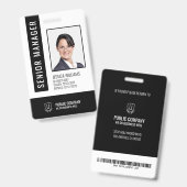 Mitarbeiter-ID-Abzeichen für Schwarz-Weiß-Barcode Ausweis (Vorder- & Rückseite)