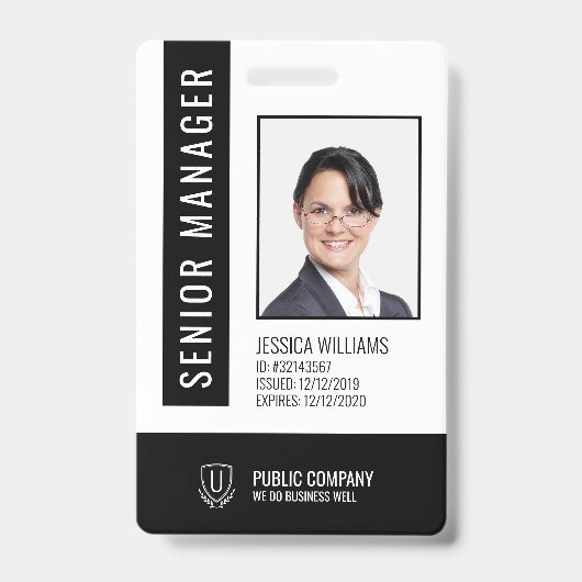 Mitarbeiter-ID-Abzeichen für Schwarz-Weiß-Barcode Ausweis (Vorderseite)