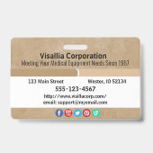 Mitarbeiter-ID Beige und Weiß Horizontal Ausweis (Rückseite)