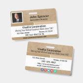 Mitarbeiter-ID Beige und Weiß Horizontal Ausweis (Vorder- & Rückseite)