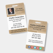 Mitarbeiter-ID Beige und Weiß Vertikal Ausweis (Vorder- & Rückseite)