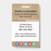 Mitarbeiter-ID Beige und Weiß Vertikal Ausweis (Rückseite)