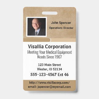 Mitarbeiter-ID Beige und Weiß Vertikal Ausweis