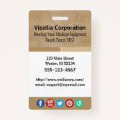 Mitarbeiter-ID Beige und Weiß Vertikal Ausweis (Rückseite)