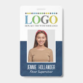 Mitarbeiter-ID Blau Professionell Ihr Logo hier Ausweis (Vorderseite)