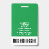 Mitarbeiter-ID - Foto, Logo, Titel - Custom Plasti Ausweis (Rückseite)