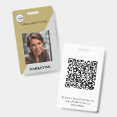 Mitarbeiter-ID Foto QR Code Gold Color Logo-Abzeic Ausweis (Vorder- & Rückseite)