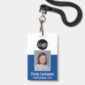 Mitarbeiter-ID - Foto, QR-Code, Logo, Name Blue Pl Ausweis (Vorderseite mit Lanyard)