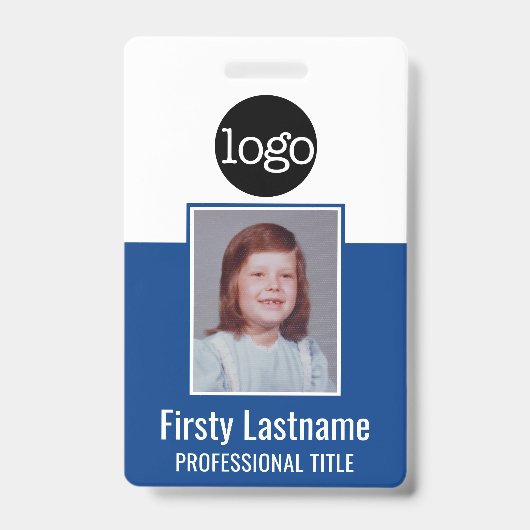 Mitarbeiter-ID - Foto, QR-Code, Logo, Name Blue Pl Ausweis (Vorderseite)