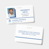 Mitarbeiter-ID für das Blue & White Hospital - Log Ausweis (Vorder- & Rückseite)