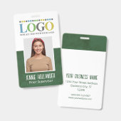 Mitarbeiter-ID Grünes professionelles Logo Großes Ausweis (Vorder- & Rückseite)