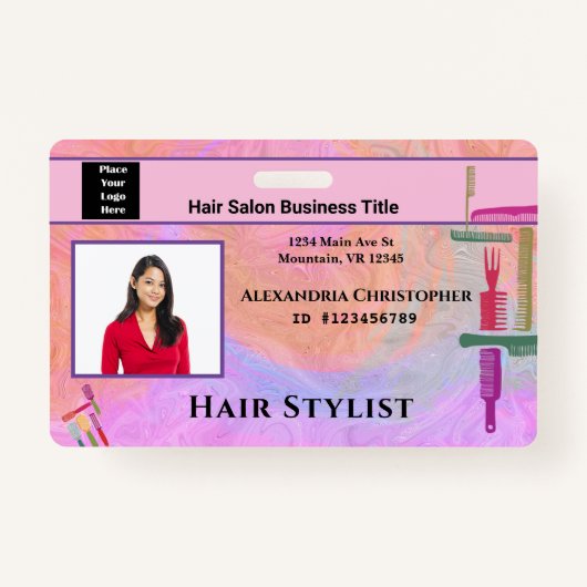 Mitarbeiter-ID-Karte Hair Stylist Foto Custom Ausweis (Vorderseite)