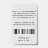 Mitarbeiter-ID leicht grau und schwarz vertikal Ausweis (Rückseite)