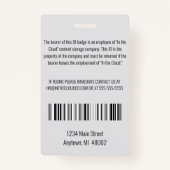 Mitarbeiter-ID leicht grau und schwarz vertikal Ausweis (Rückseite)