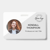 Mitarbeiter-ID minimalistisch Graues Logo QR-Code Ausweis (Vorderseite)