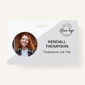 Mitarbeiter-ID minimalistisch Graues Logo QR-Code Ausweis (Vorderseite)