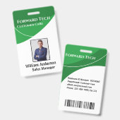 Mitarbeiter-ID Moderne grüne Wirbel Ausweis (Vorder- & Rückseite)