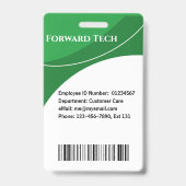 Mitarbeiter-ID Moderne grüne Wirbel Ausweis (Rückseite)