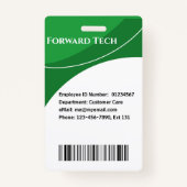 Mitarbeiter-ID Moderne grüne Wirbel Ausweis (Rückseite)