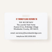 Mitarbeiter-ID-Nummer, Jobbezeichnung und Logo-Fot Ausweis (Rückseite)