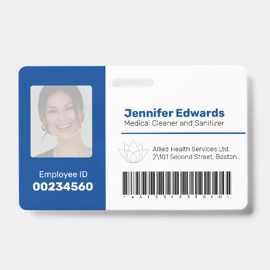 Mitarbeiter-ID-Strichcode Foto dunkelblau Ausweis (Vorderseite)