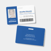 Mitarbeiter-ID-Strichcode Foto dunkelblau Ausweis (Vorder- & Rückseite)