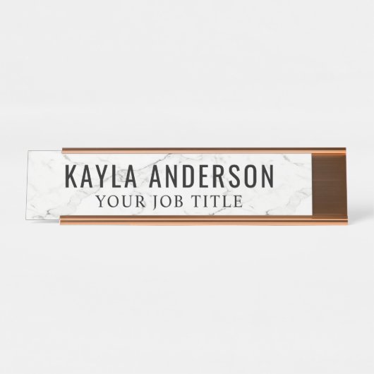 Mitarbeiter im modernen Büro aus weißem Marmor Schreibtischnamensplakette (Vorderseite )