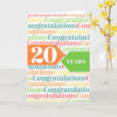 Mitarbeiter Jahrestag 20 Jahre farbiges Muster Karte (Gelbe Blume)