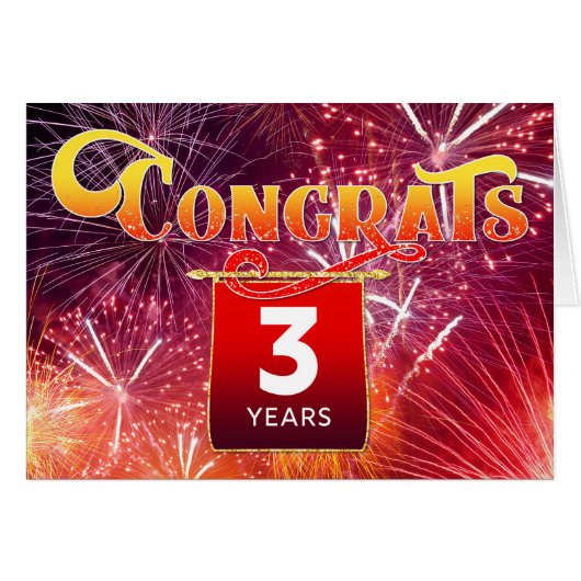 Mitarbeiter Jahrestag 3 Jahre Feier Feuerwerk (Vorderseite (Horizontal))