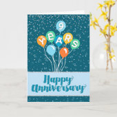 Mitarbeiter Jahrestag 9 Jahre - Balloons Confetti Karte (Gelbe Blume)
