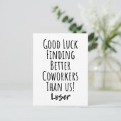 Mitarbeiter, Kollege, Abschied, viel Glück T - Shi Postkarte (Stehend Vorderseite)