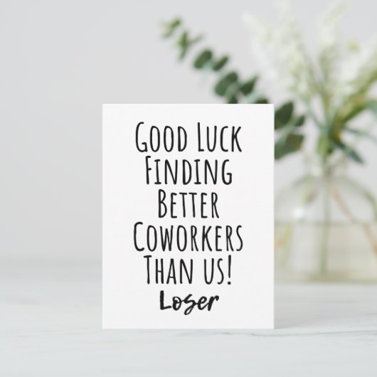 Mitarbeiter, Kollege, Abschied, viel Glück T - Shi Postkarte (Stehend Vorderseite)