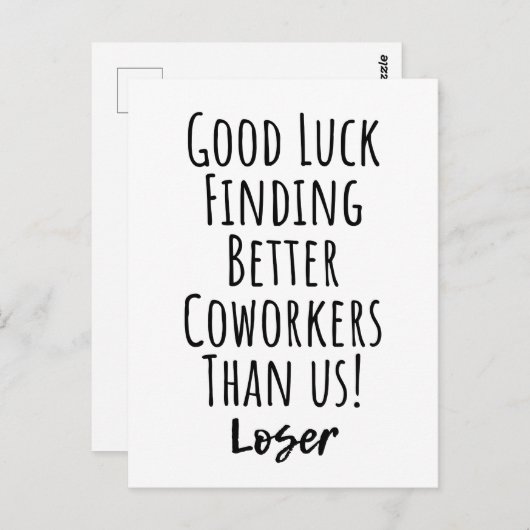 Mitarbeiter, Kollege, Abschied, viel Glück T - Shi Postkarte (Vorne/Hinten)