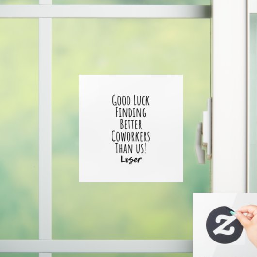 Mitarbeiter, Kollegin, Abschied, viel Glück T - Sh Fensteraufkleber (Zuhause)