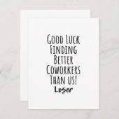 Mitarbeiter, Kollegin, Abschied, viel Glück T - Sh Hinweiskarte (Vorne/Hinten)