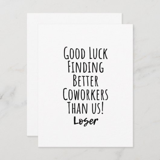 Mitarbeiter, Kollegin, Abschied, viel Glück T - Sh Hinweiskarte (Vorne/Hinten)