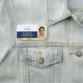 Mitarbeiter-Logo-ID Foto Navy Gold Gradient Namensschild (Beispiel)