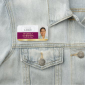 Mitarbeiter-Logo-ID Foto Plum Gold Gradient Namensschild (Beispiel)