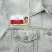 Mitarbeiter-Logo-ID Foto Red Gold Gradient Namensschild (Beispiel)